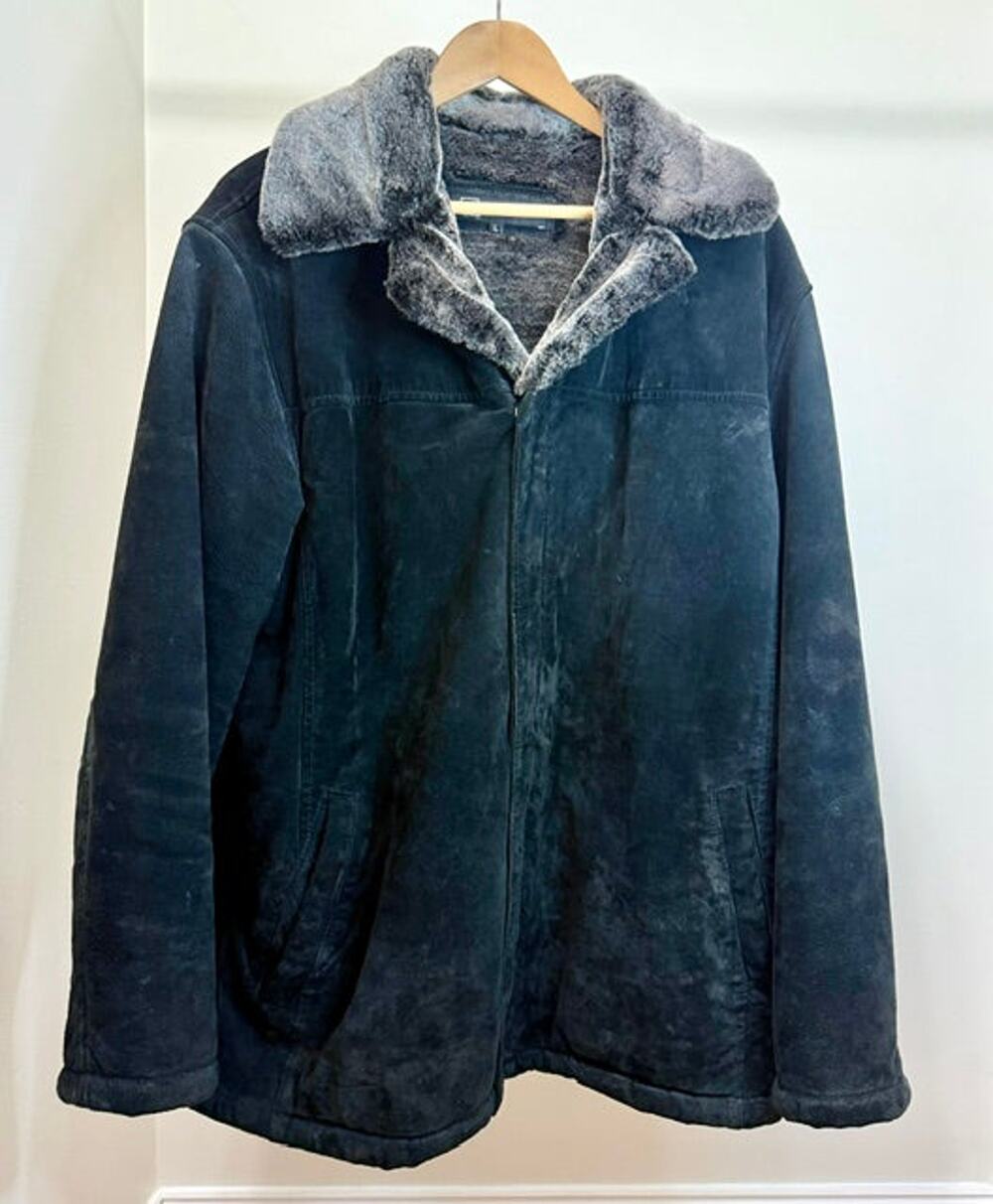 Bachrach Black Suede Fur‑Lined Vintage Jacket SzL